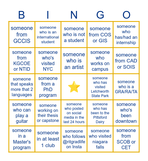 Grad School Bingo Card