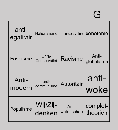 Fascisme Bingo! Bingo Card