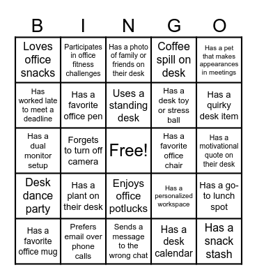 OFFICE CULTURE Bingo Card