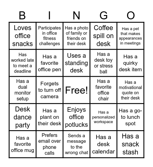 OFFICE CULTURE Bingo Card