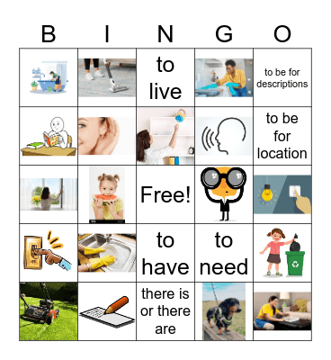 Verbs Bingo Card
