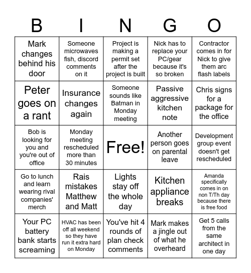 Robison Bingo Card