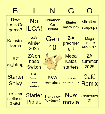 Pokémon Day 2025 Bingo Card