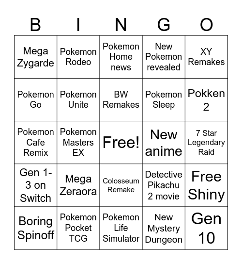 Pokemon Day 2025 Bingo Card