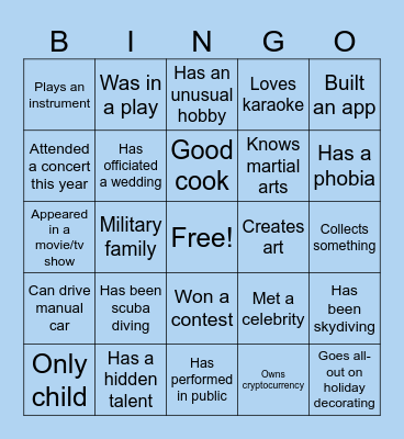 Get to Know You Bingo Card