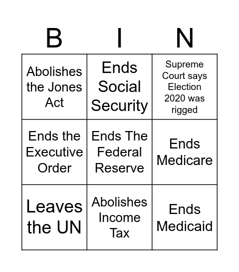 Fine, Trump's Second Term was Good Bingo Card