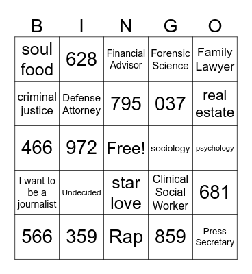 Get to know you Bingo Card