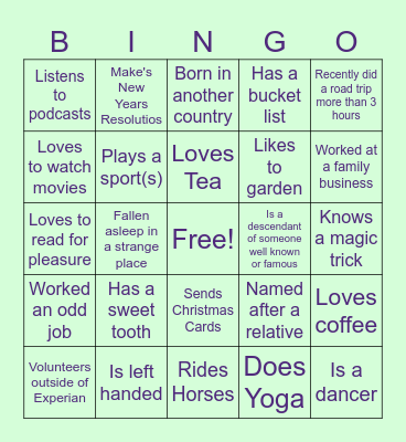 Get to Know You Bingo 2 Bingo Card