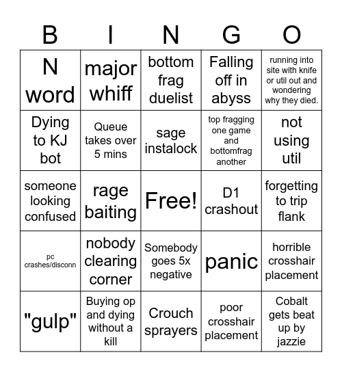 Valo-bingo Card