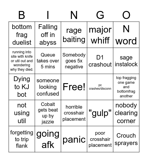 Valo-bingo Card