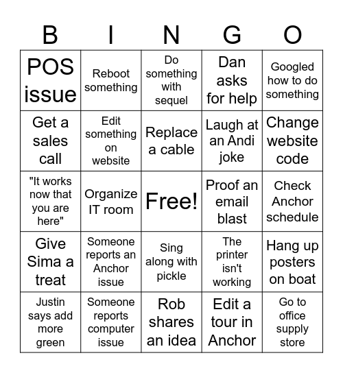 IT BINGO Card