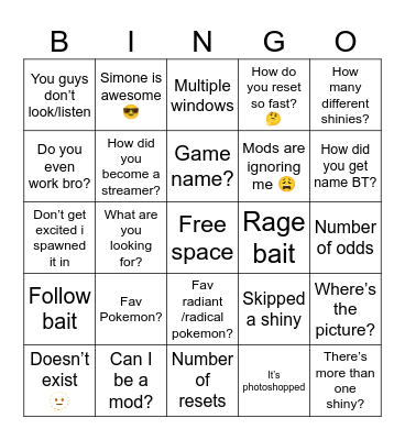 BT’s Shiny Hunt Bingo Card
