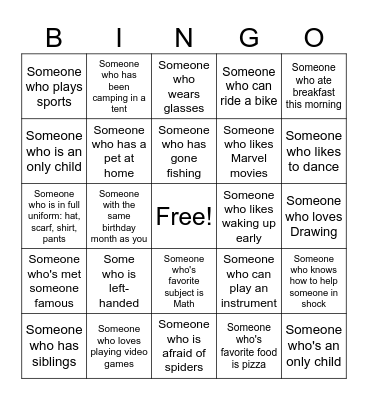 Human Bingo Card