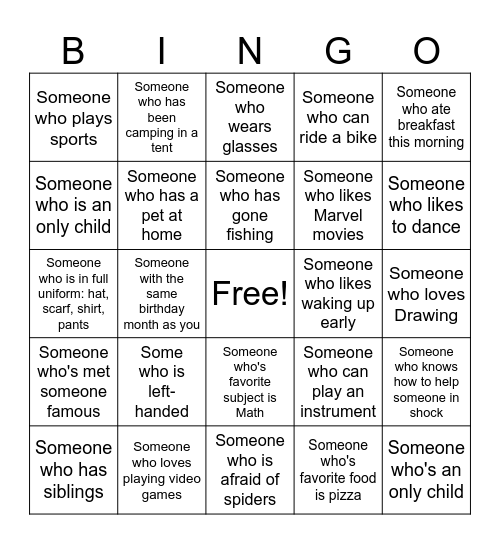 Human Bingo Card