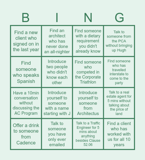 pU Anniversary Bingo Card