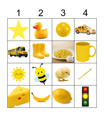 Yellow Bingo Card