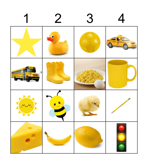 Yellow Bingo Card