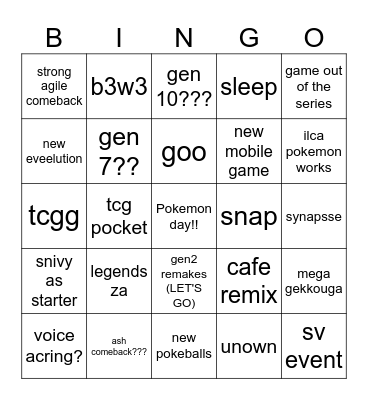 pokemon day 2025 Bingo Card
