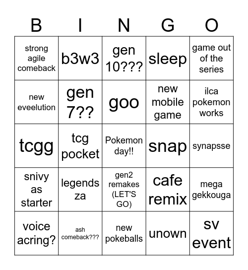 pokemon day 2025 Bingo Card