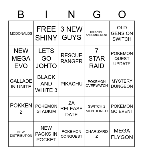 POKEMON DAY Bingo Card