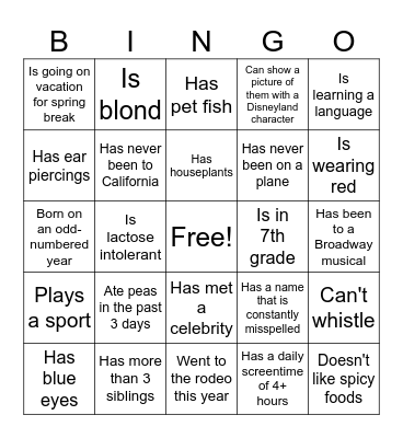 Find someone who... Bingo Card