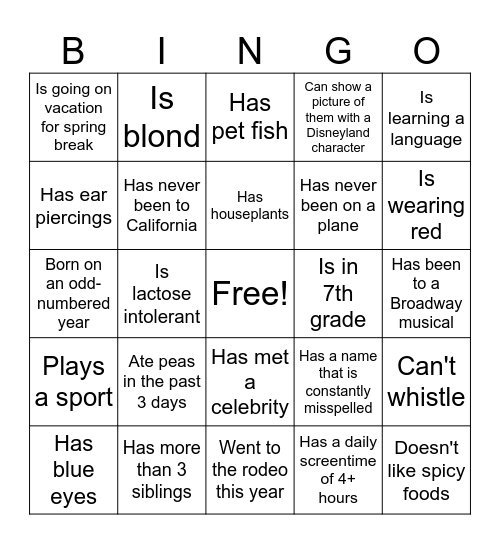 Find someone who... Bingo Card