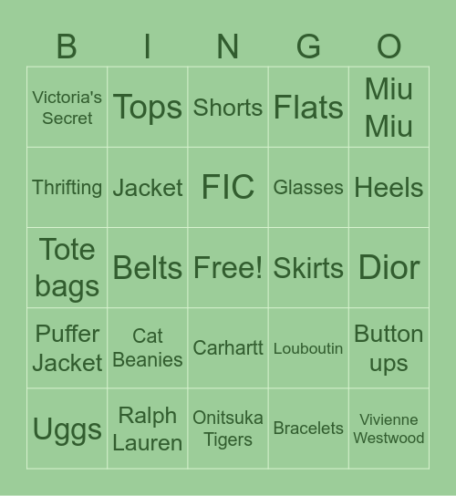 FIC Bingo Card