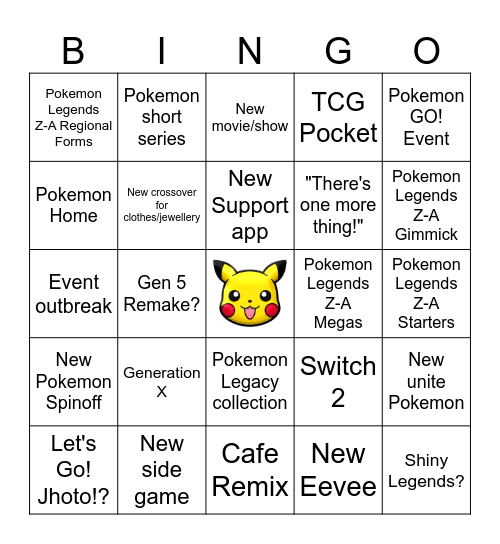 Pokemon Day 2025 Bingo Card