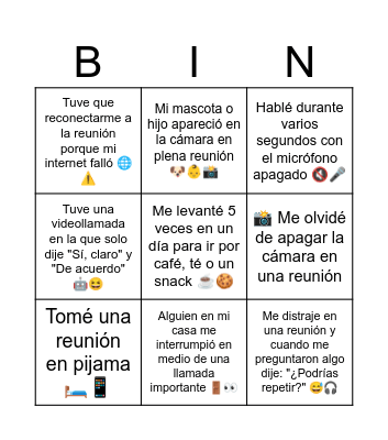 Home Office Bingo Card