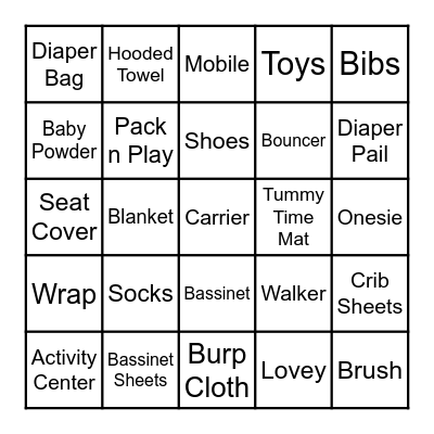 Baby Brooks Bingo Card