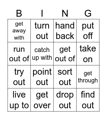 Phrasal Verbs Bingo Card