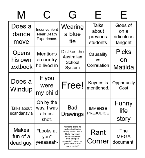 ~~Matt McGee Bingo!~~ Bingo Card