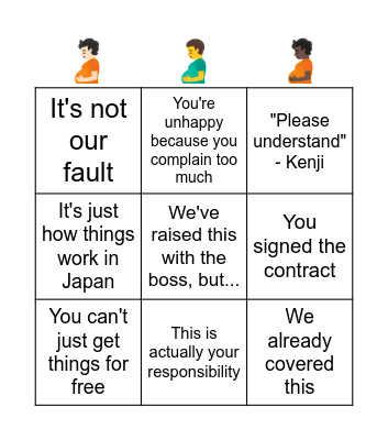Meeting with management Bingo Card