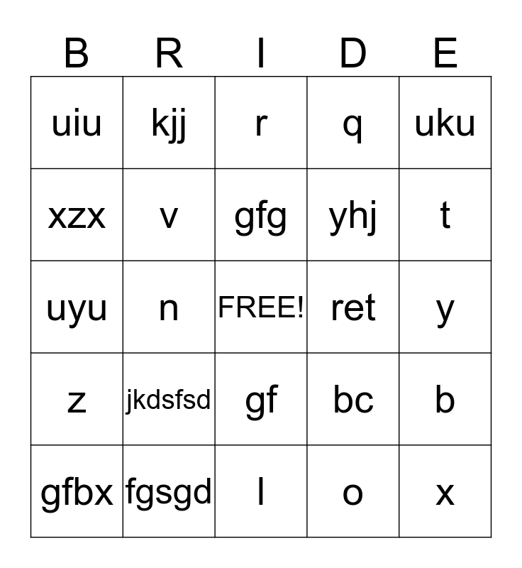 Samantha S Bridal Shower Bingo Card