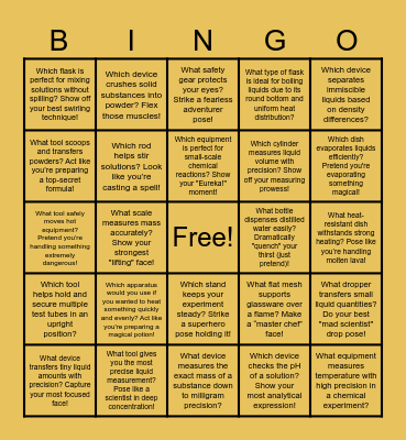 Chemistry Lab Apparatus Bingo Card