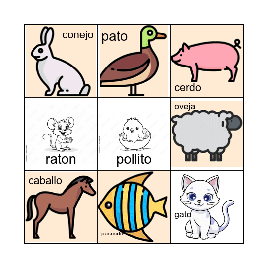 i Animales de la granja ! Bingo Card