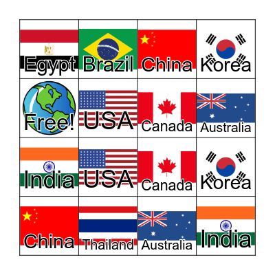 Countries of the World Bingo! Bingo Card