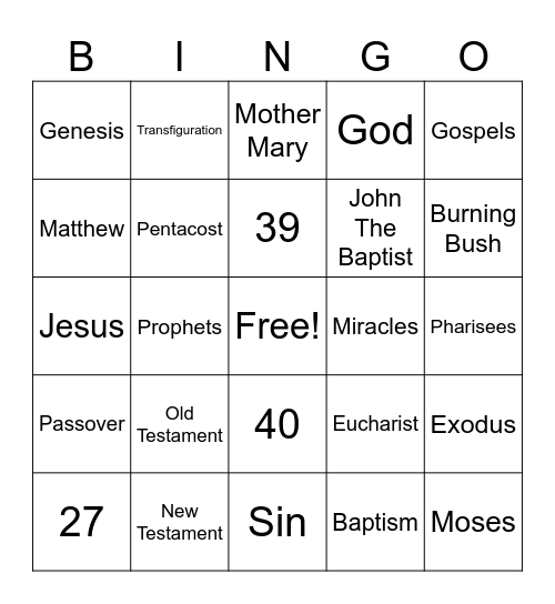 Bible Bingo Card