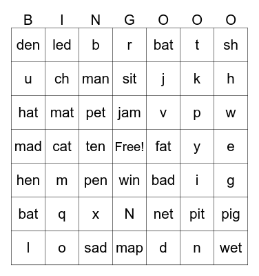 PHONICS FUN BINGO Card