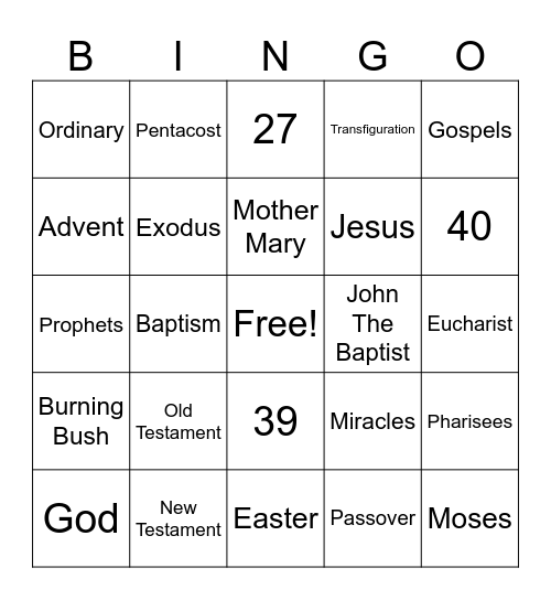 Bible Bingo Card