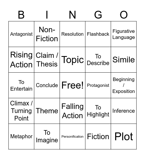 STAAR Bingo Card
