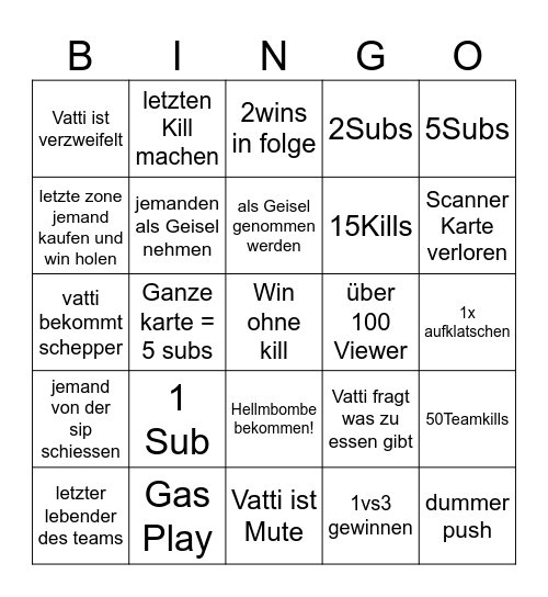 Toblerones Bingo Card