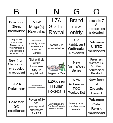 Evie's Pokemon Day Pokemon Presents 2025 Bingo Card