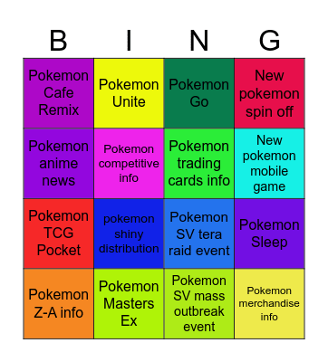 Pokemon Presents 2025 Bingo Card