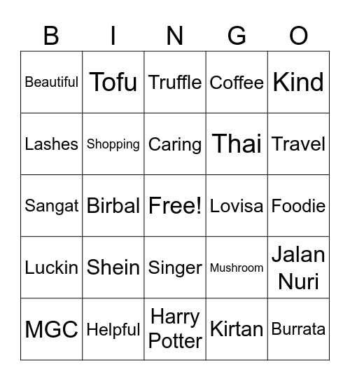 Gun’s Birthday Breakfast Bingo Card
