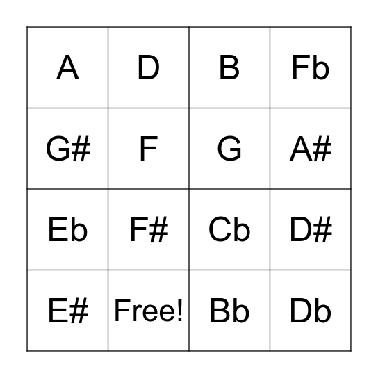 Music Notes / Notas Musicales Bingo Card