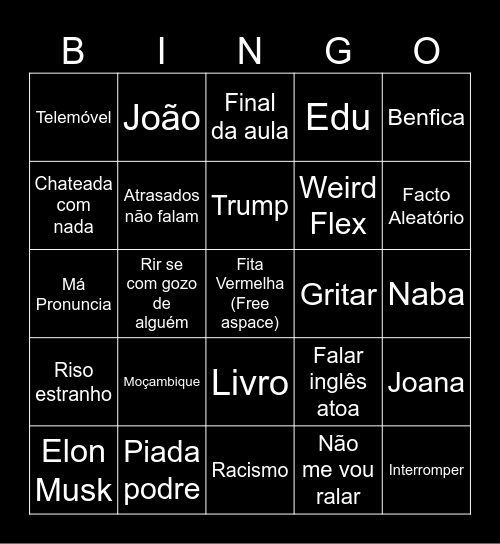Stora De Inglês Bingo Card