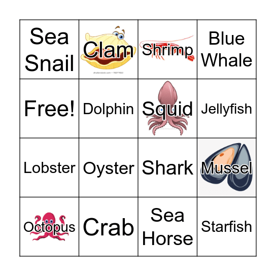 Marine Life Bingo Card