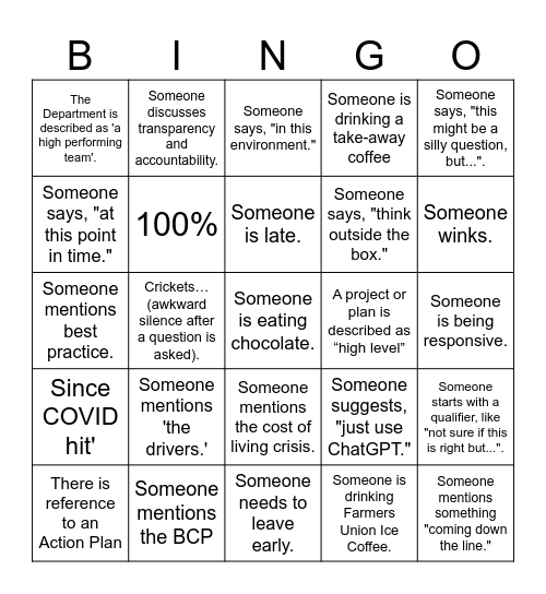 Community Development Department Planning Day Bingo Card