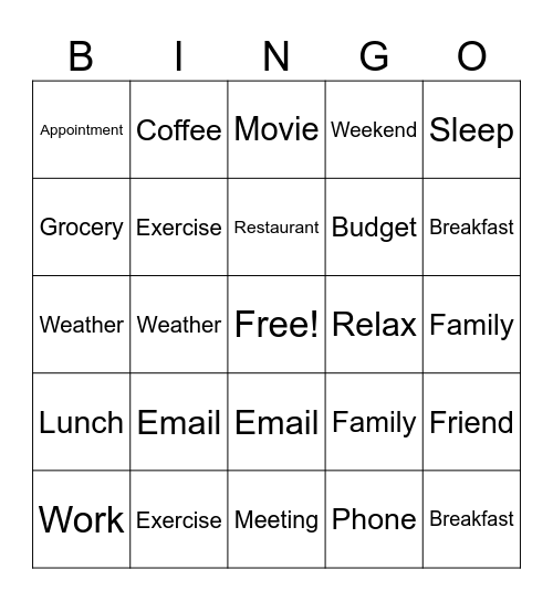 Untitled Bingo Card